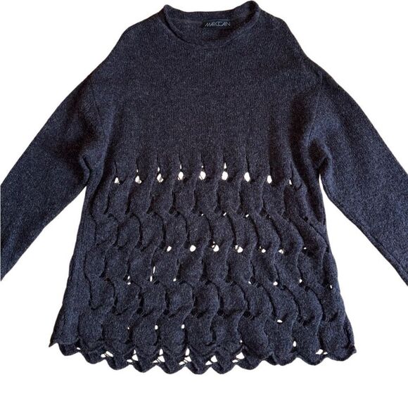 MARC CAIN Women's Virgin Wool Knit Tunic Sweater in Dark Grey Size 8 - Picture 5 of 9